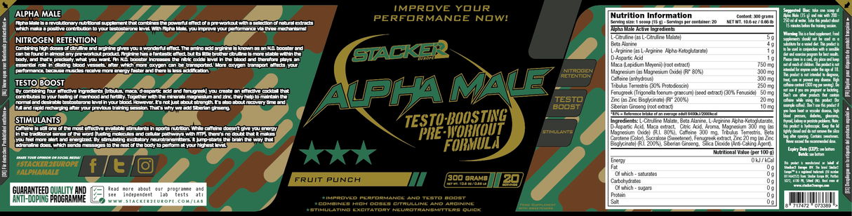 Alpha Male Pre workout formula punch 300 gr