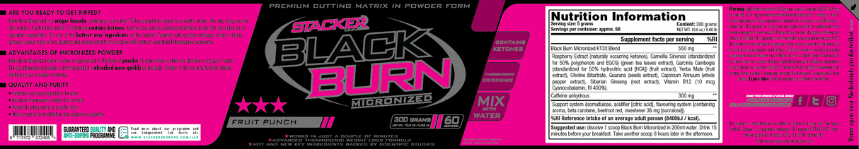Black Burn micronized Thermogenic Weight Loss formula orange 300 gr