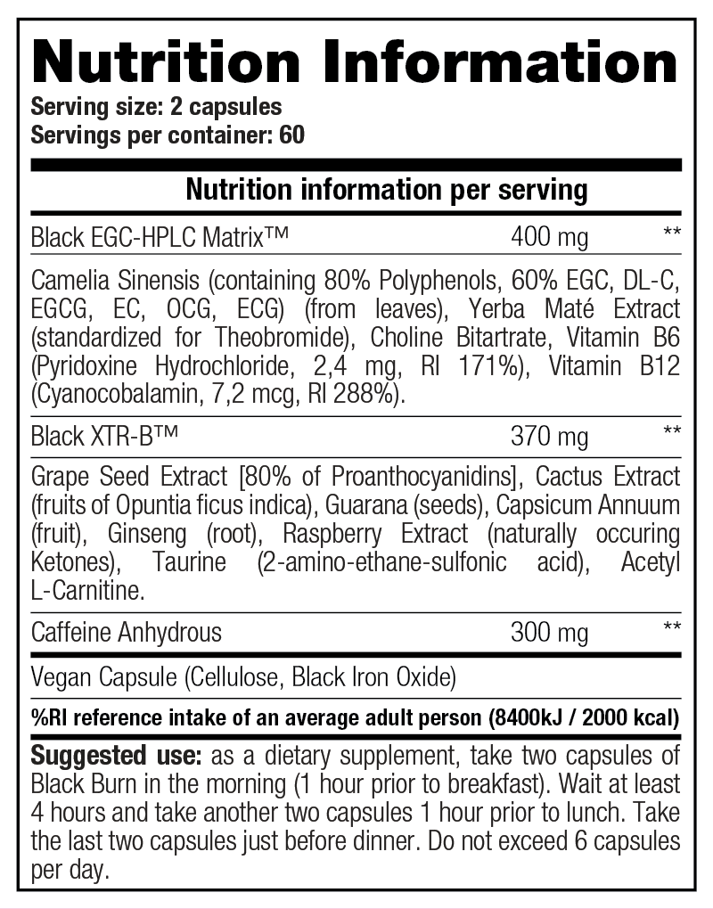 Black Burn Thermogenic Weight Loss formula 120 caps