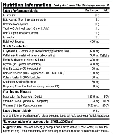 Extazis Ponche de Frutas Pre Entrenamiento 400 gr