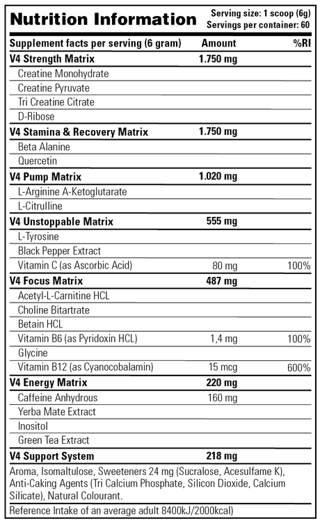 Rush V4 Pre Entrenamiento Limón 180 gr