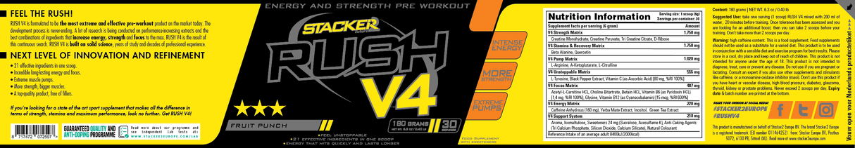 Rush V4 Pre Workout Citron 180 gr 